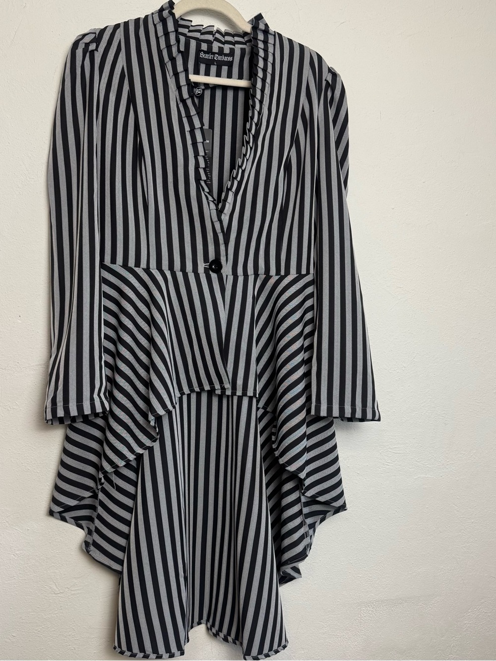 Scarlet Darkness Striped Steampunk Long Jacket